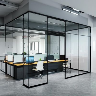 品質 Single Glazed Aluminium Frame Glass Partition Wall with 30-42dB Sound Insulation and Customizable Design for Sturdy Durable Office Use 工場